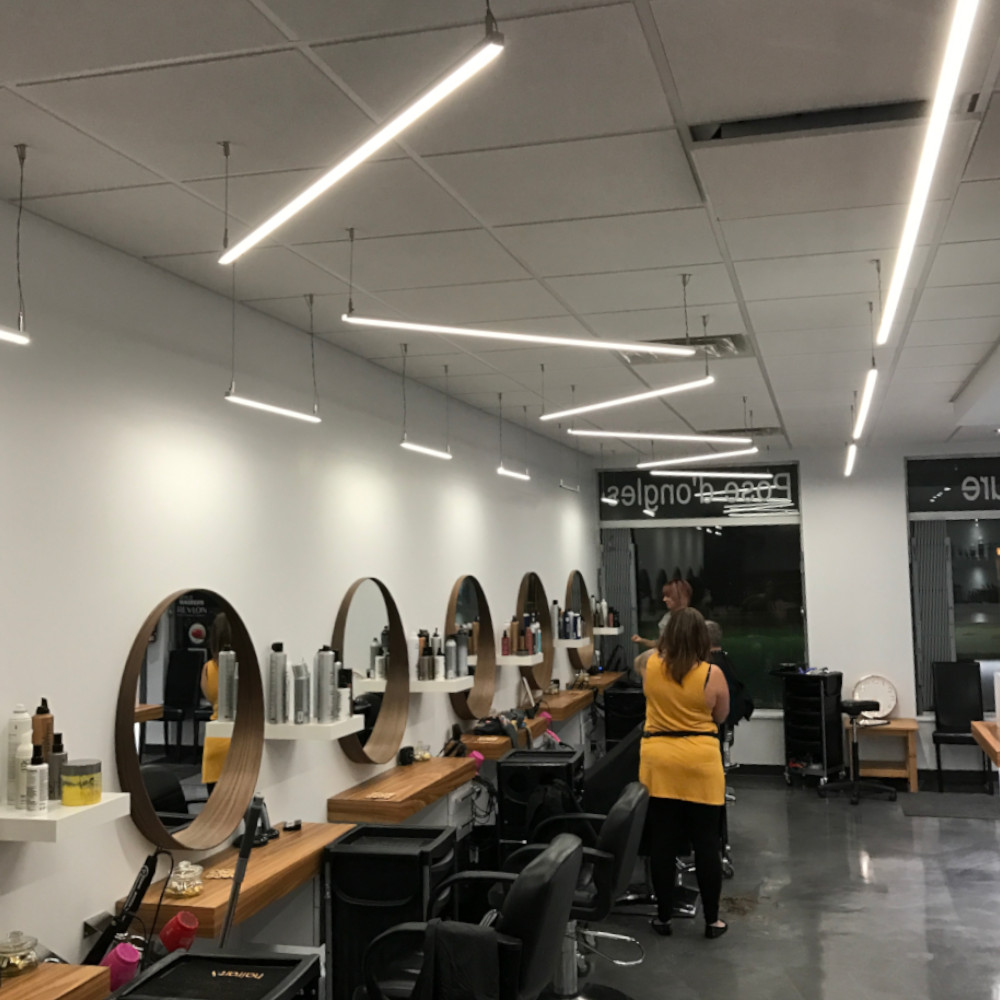 éclairages LED de salon de coiffure