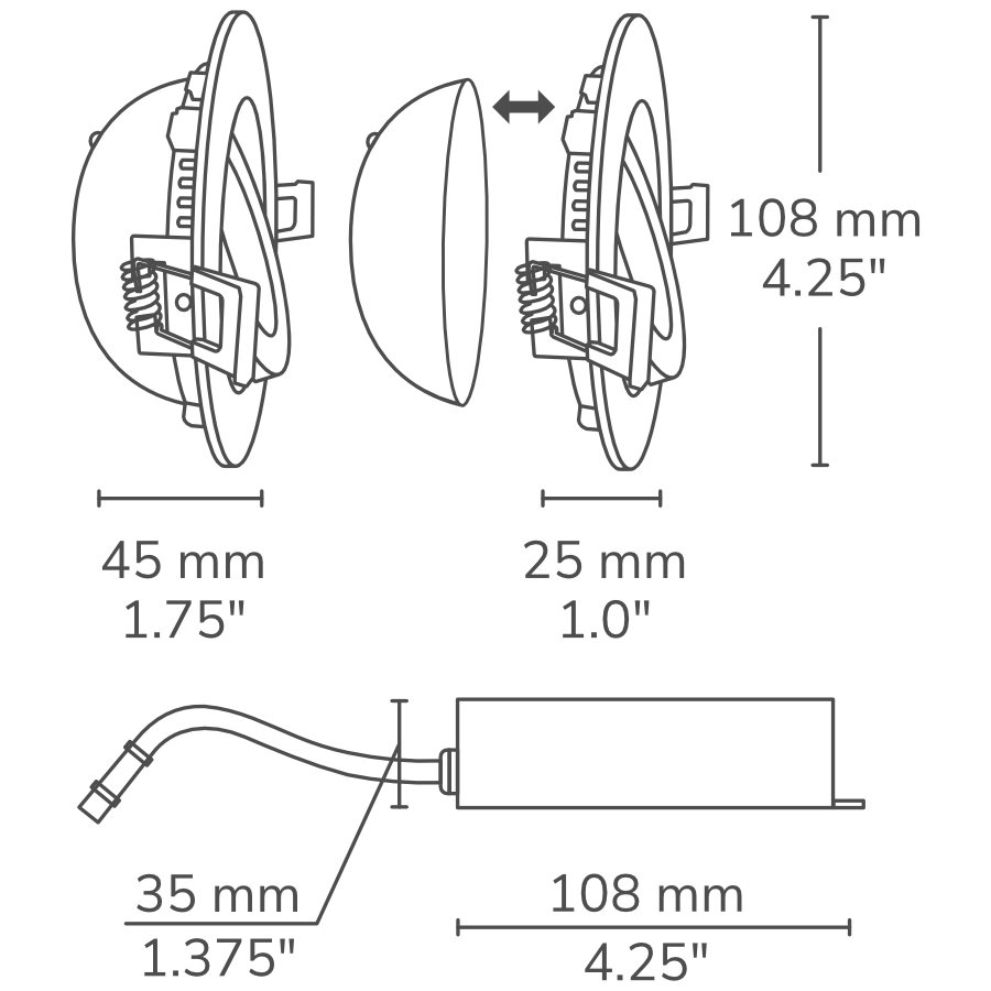 ENCASTRÉ LED PIVOTANT 4'' DLS ROND - 9W