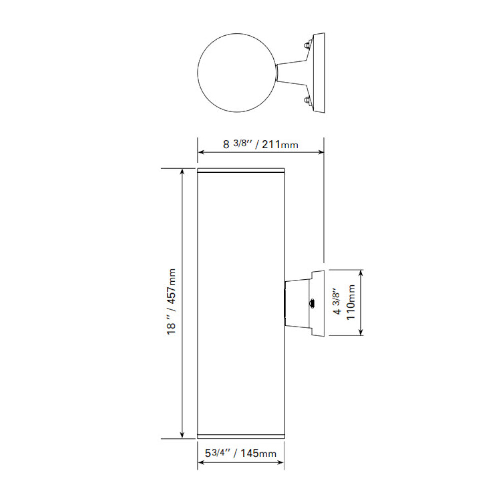 LUMINAIRE MURAL LED EXTÉRIEUR 18'' (BIDIRECTIONNEL)