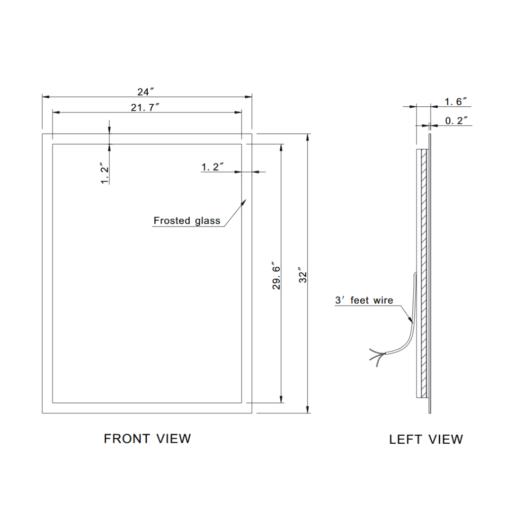 MIROIR LED RECTANGLE GIVRÉ RÉTRO-ÉCLAIRÉ