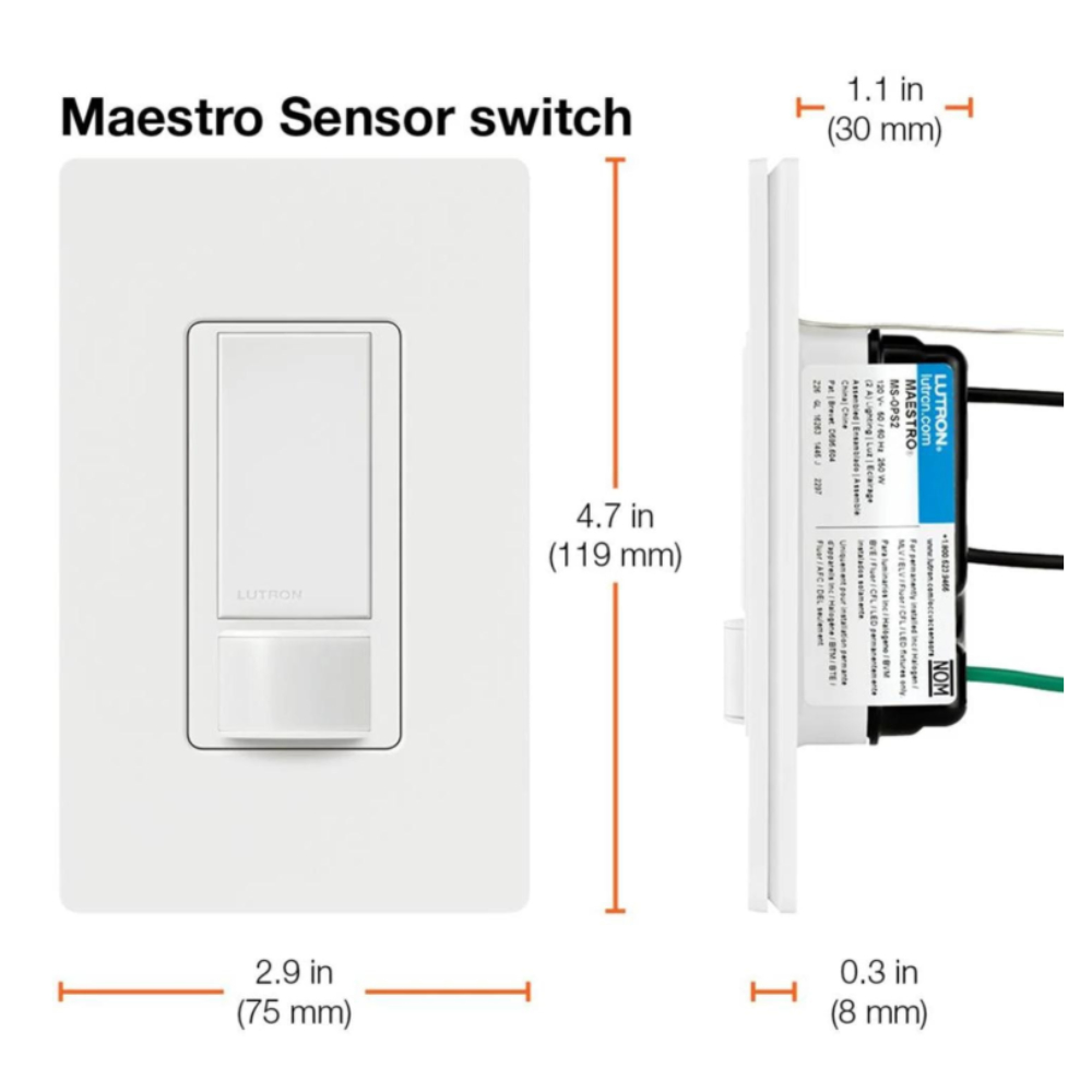 INTERRUPTEUR CAPTEUR DE PRÉSENCE LUTRON MAESTRO INTÉRIEUR 120 VAC - BLANC