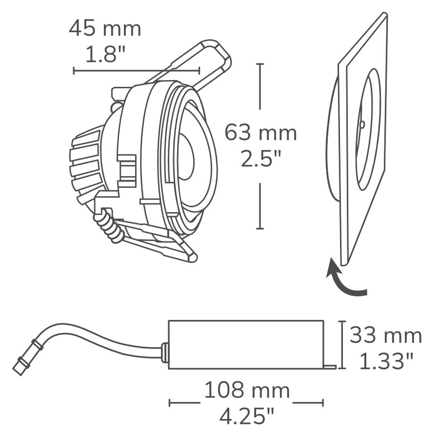 ENCASTRÉ LED 3" DLX CARRÉ - 8W