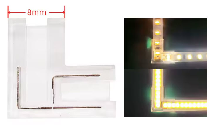 CONNECTEURS SMD COB EN L À 2 BROCHES 8 MM POUR RUBAN LED
