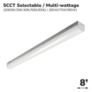 LUMINAIRE LED WRAPAROUND 8' - MW (65W-75W-90W) - 5CCT (30K-35K-40K-50K-65K) - 120V-347V